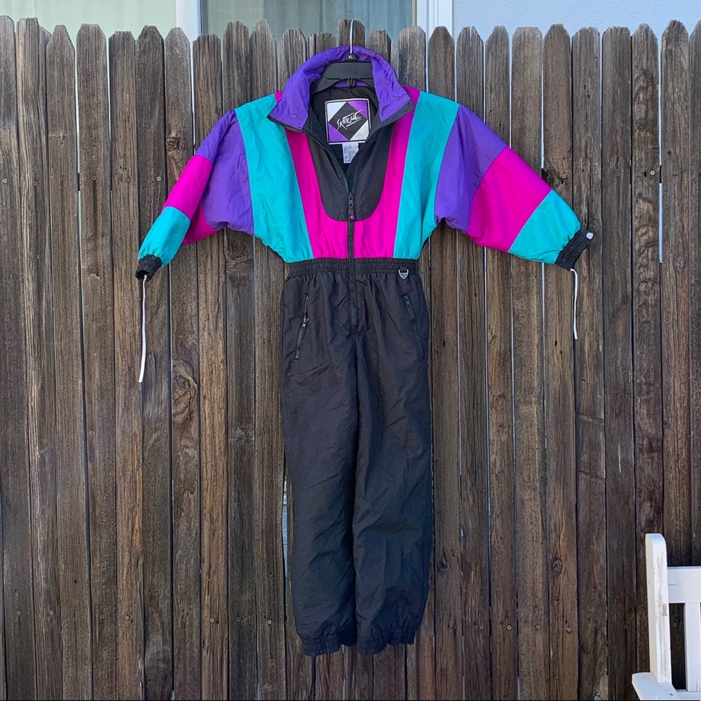 Vintage Skitique Colorblock Ski Suit Size Jr 8